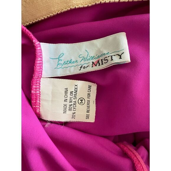 Esther Williams for Misty vintage raspberry pink one piece modest swimsuit - Picture 7 of 7